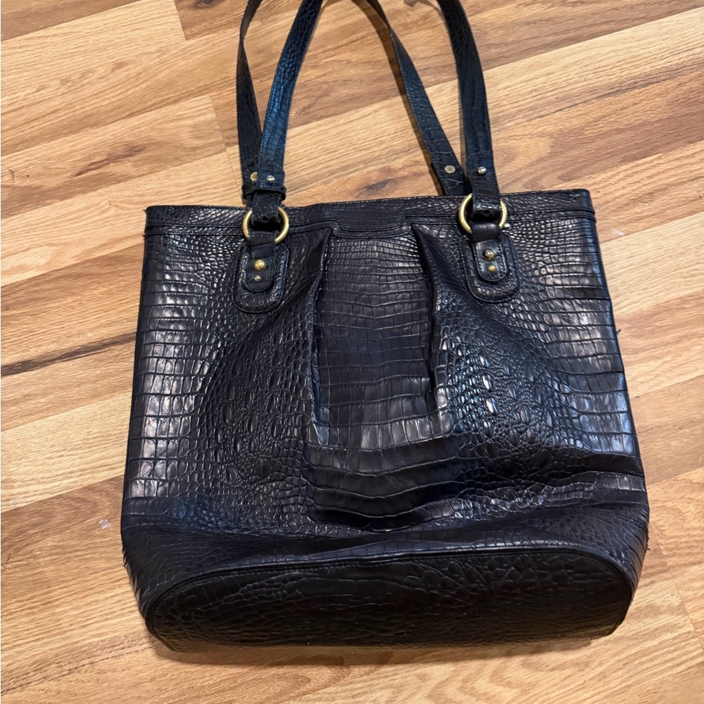 Brahmin Black Croc-Embossed Women's Tote Bag - Picture 3 of 7